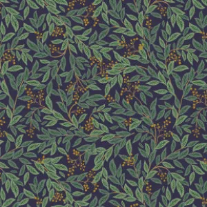 Holiday Classics - Willowberry - Navy Metallic Fabric by Rifle Paper Co. for C   Steel