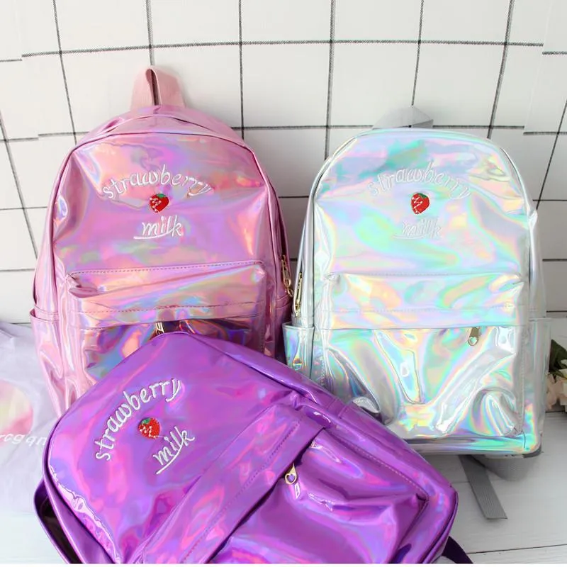 Holographic Strawberry Milk Backpack SD01728