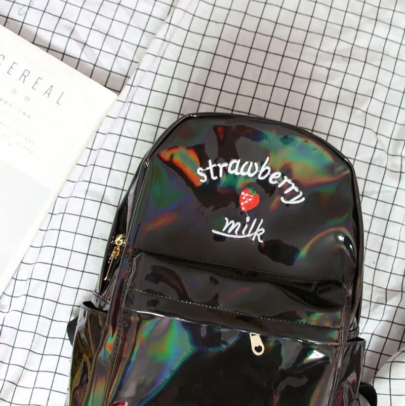 Holographic Strawberry Milk Backpack SD01728