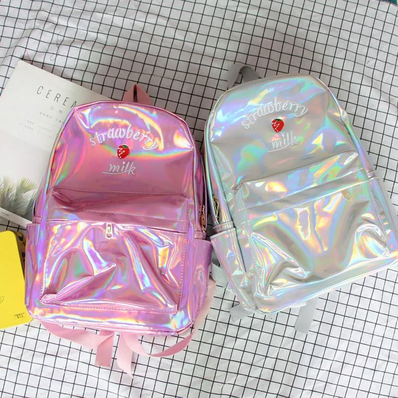 Holographic Strawberry Milk Backpack SD01728