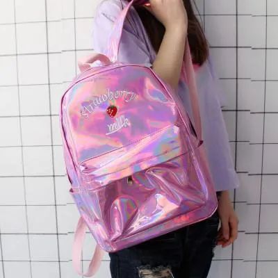 Holographic Strawberry Milk Backpack SD01728