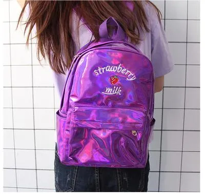 Holographic Strawberry Milk Backpack SD01728