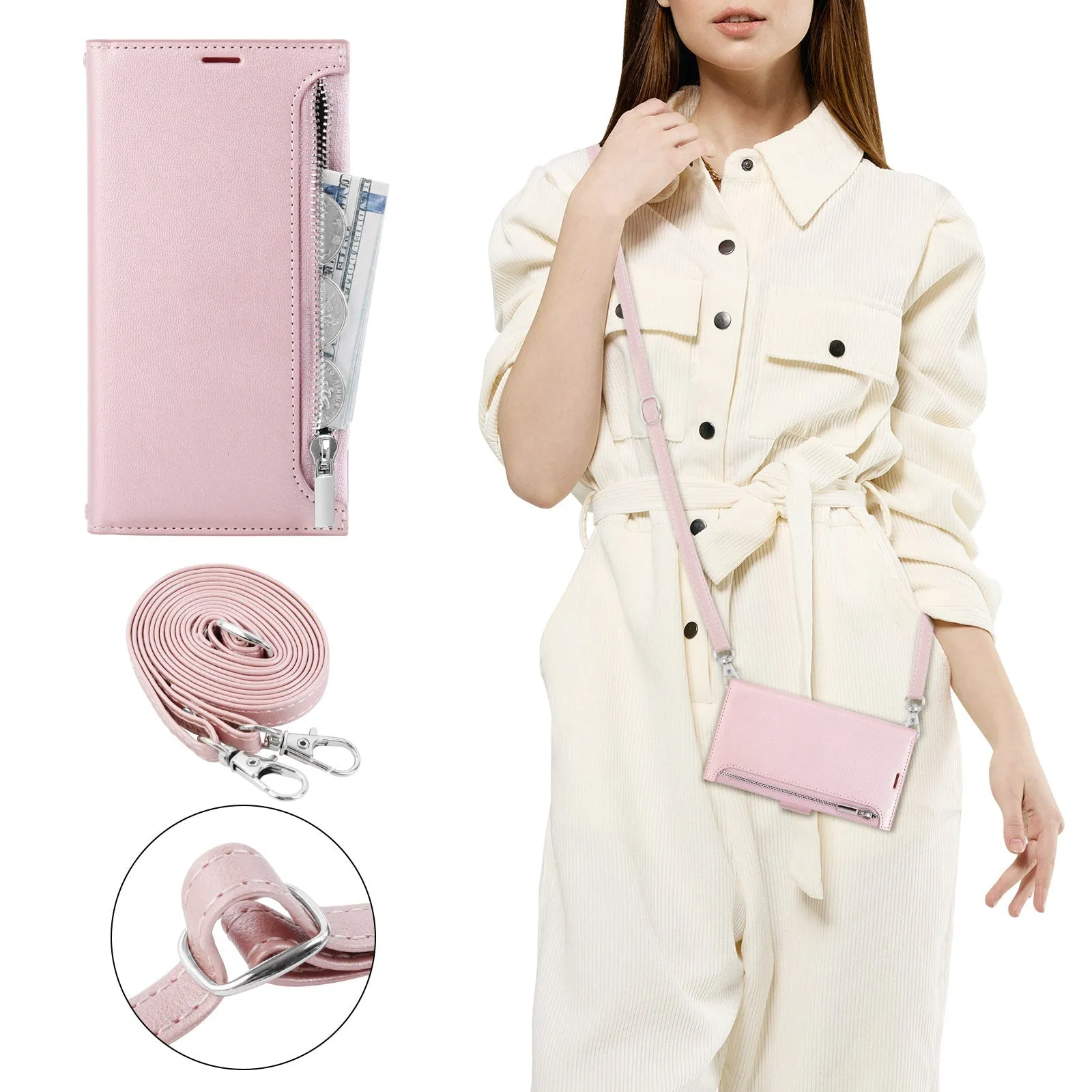 INSTOCK- Shoulder bag zipper wallet mobile phone leather case.