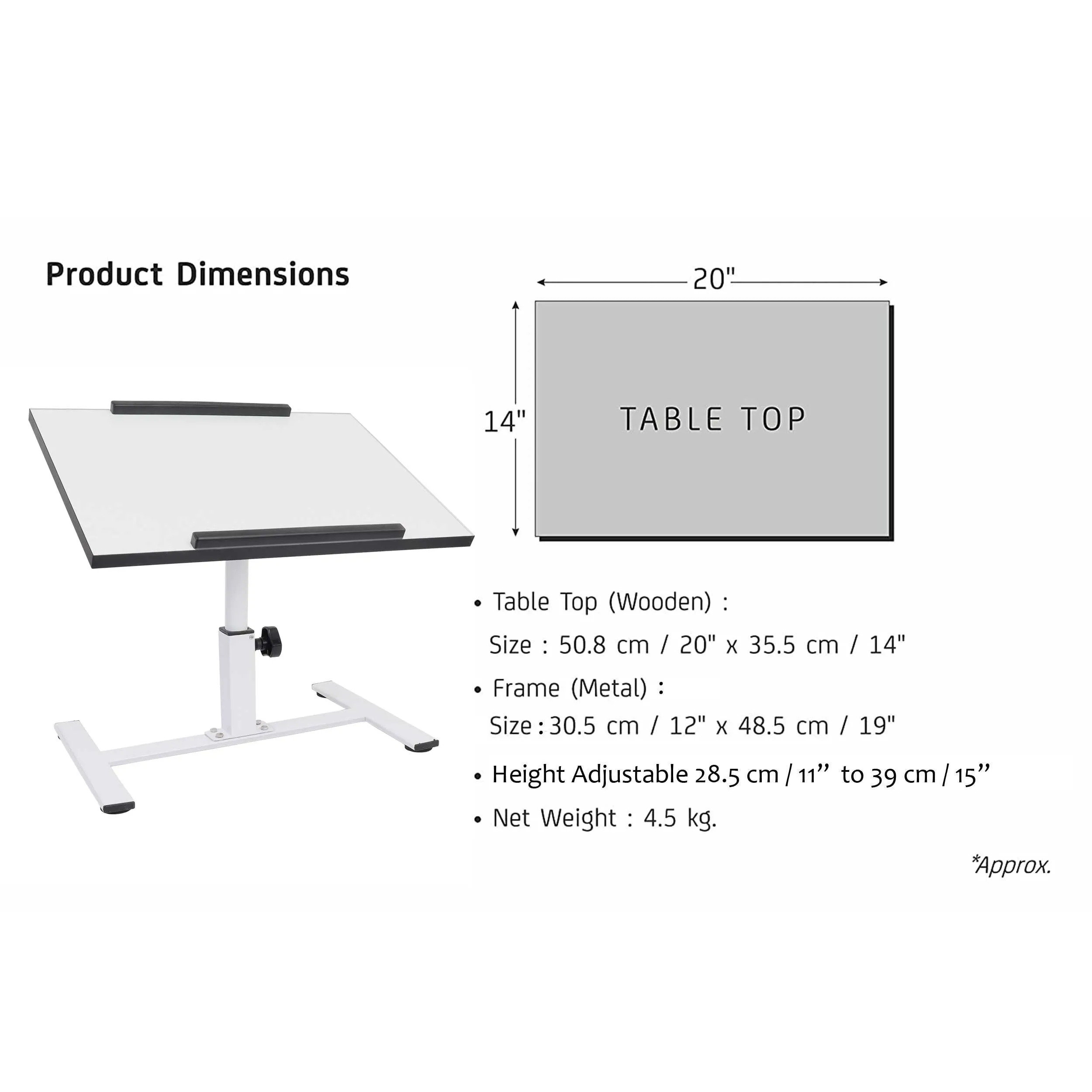 ISOMARS Multipurpose Laptop Table Study Desk & Height Adjustable Bed Table for Work from Home & Online Classes (White)