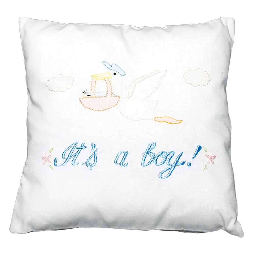It's A Boy! Embroidered Mini Pillow