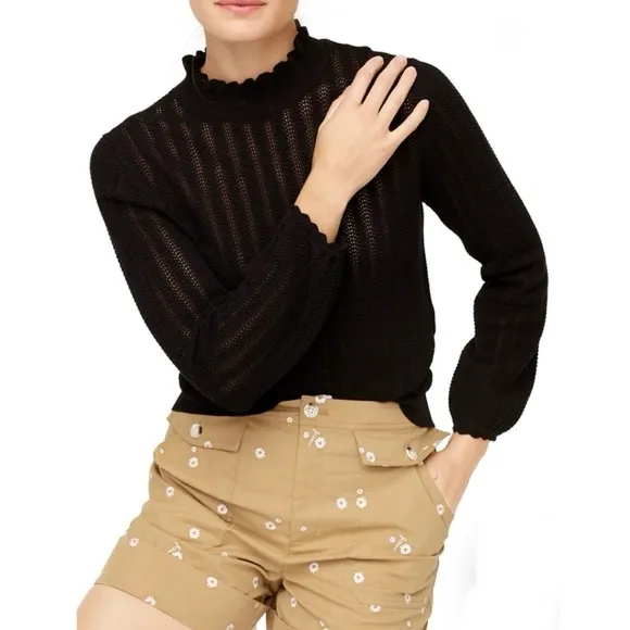 J. Crew Long Sleeve Ruffle Neck Sweater