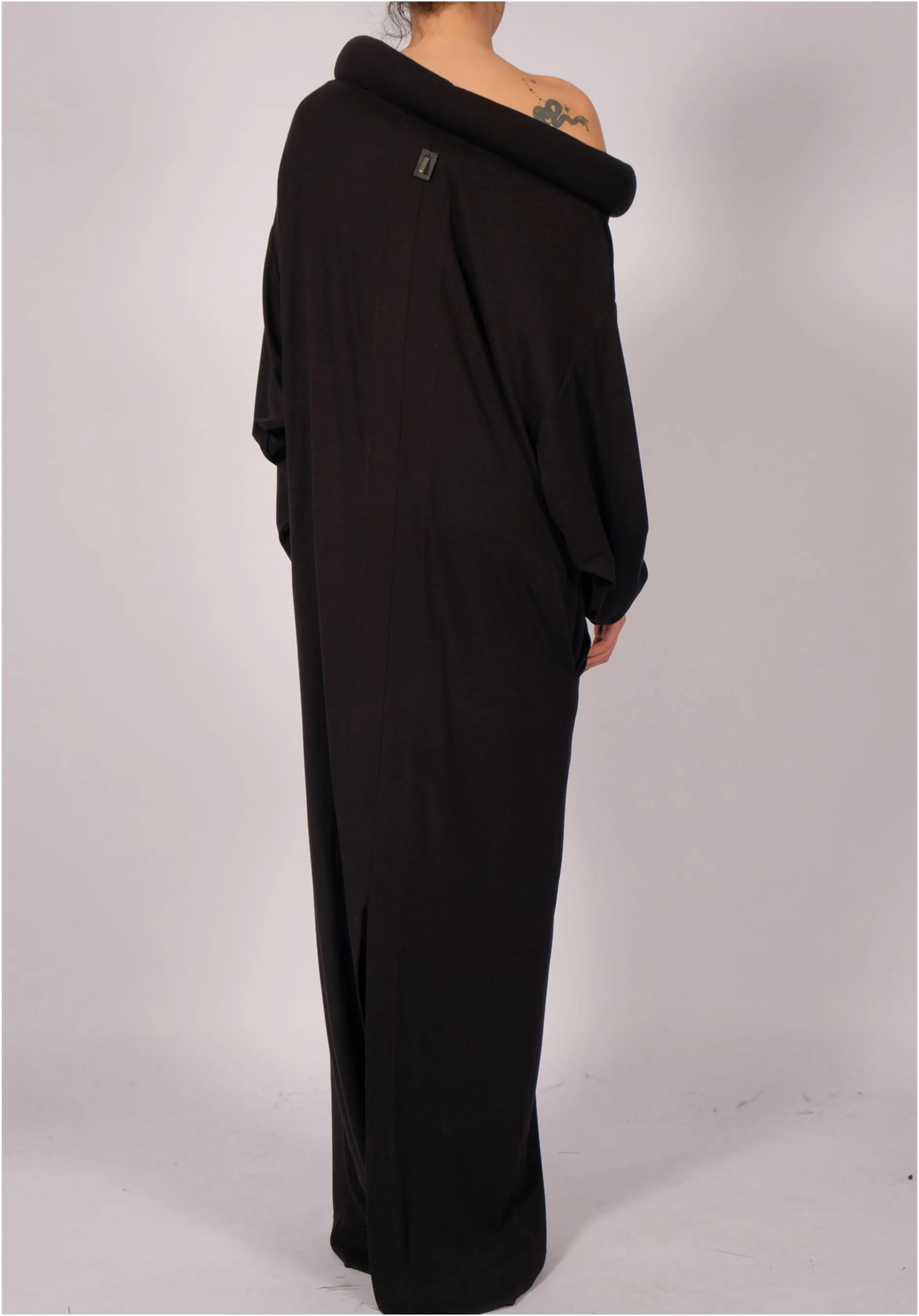 Jersey Dress Maxi with Round Collar