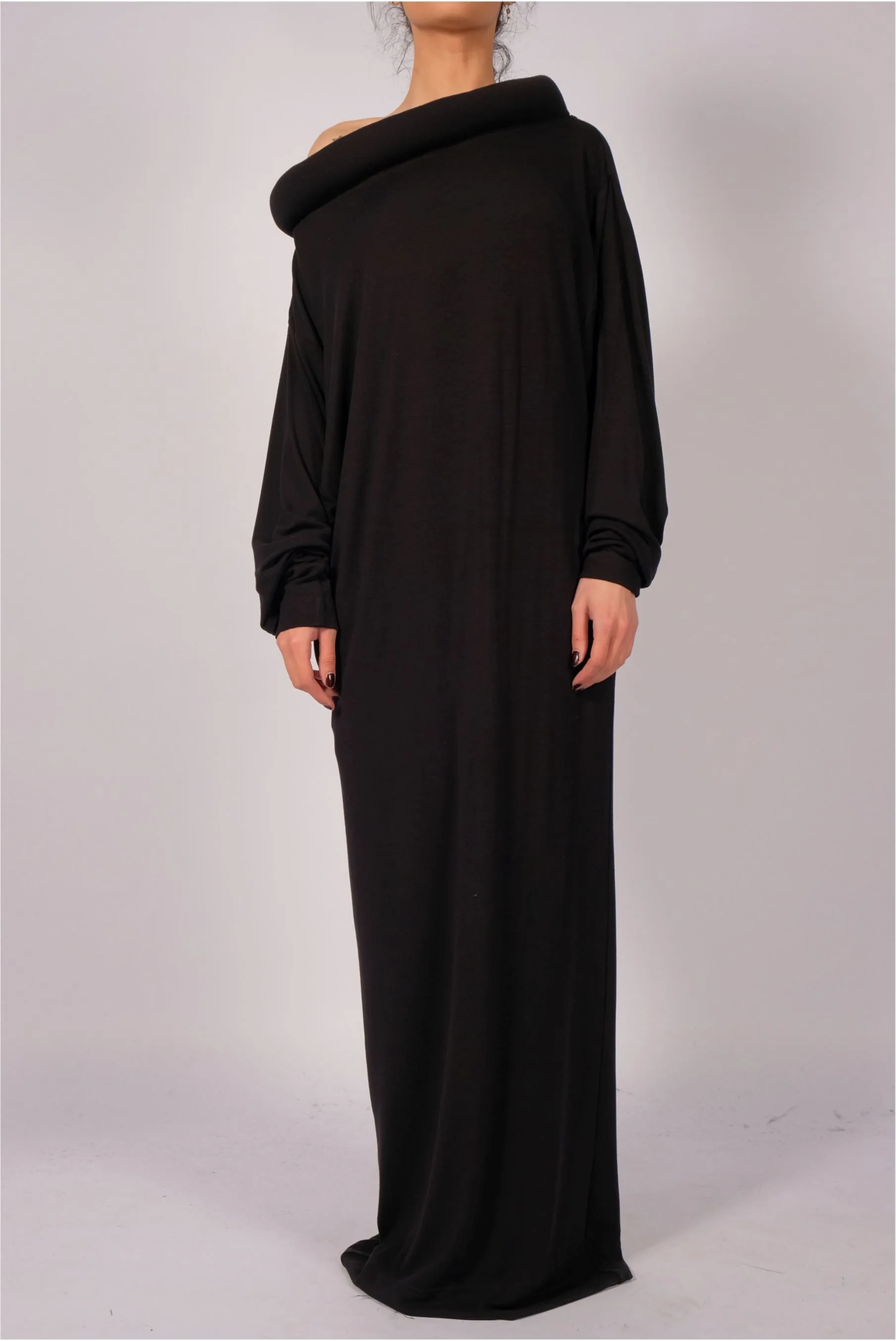 Jersey Dress Maxi with Round Collar