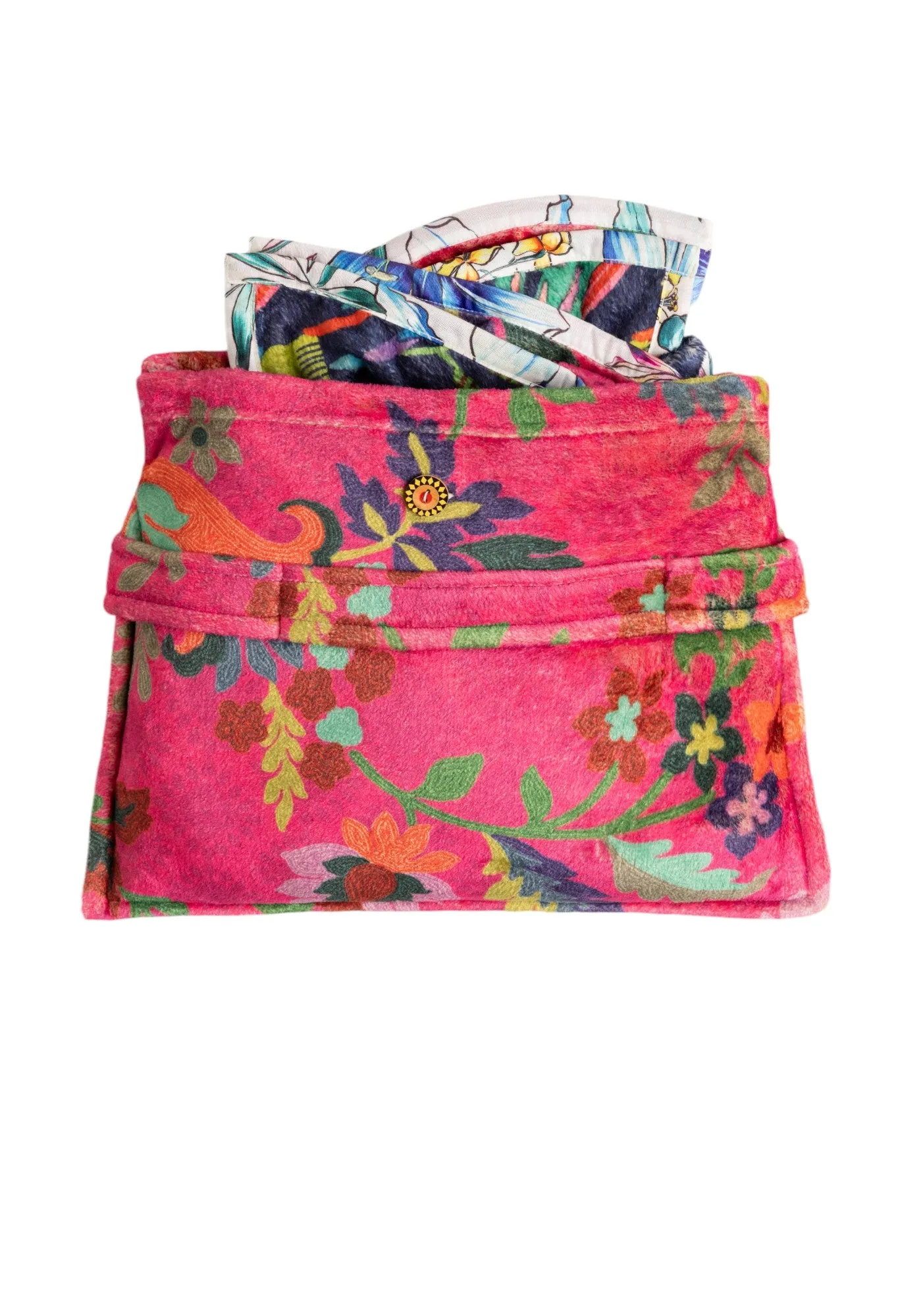 Johnny Was Verney Travel Blanket Floral Reversible Cozy Lounge Pink Navy Blue NEW