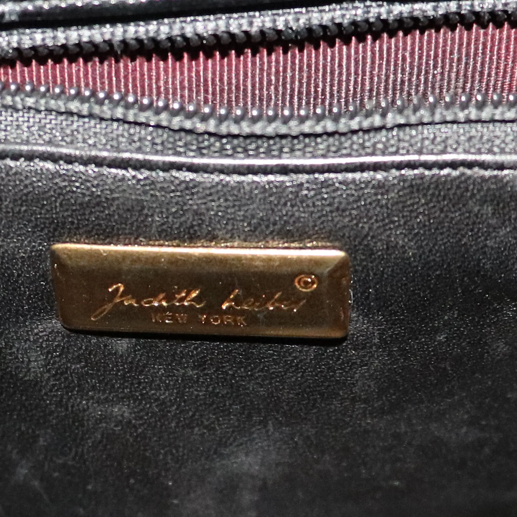 Judith Leiber Large Black Crocodile Purse with Snap Top