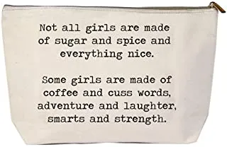 Jules Natural Canvas Extra Large Makeup Zipper Bag Not All Girls Are Sugar And Spice (Large)