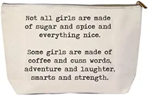 Jules Natural Canvas Extra Large Makeup Zipper Bag Not All Girls Are Sugar And Spice (Large)