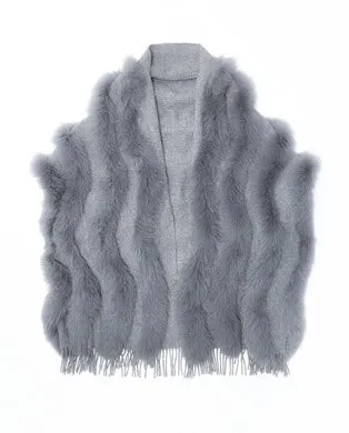 Julia & Stella Cashmere Stole With Fox Inserts