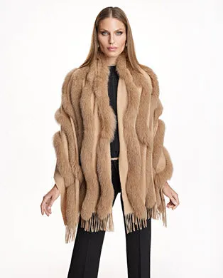 Julia & Stella Cashmere Stole With Fox Inserts