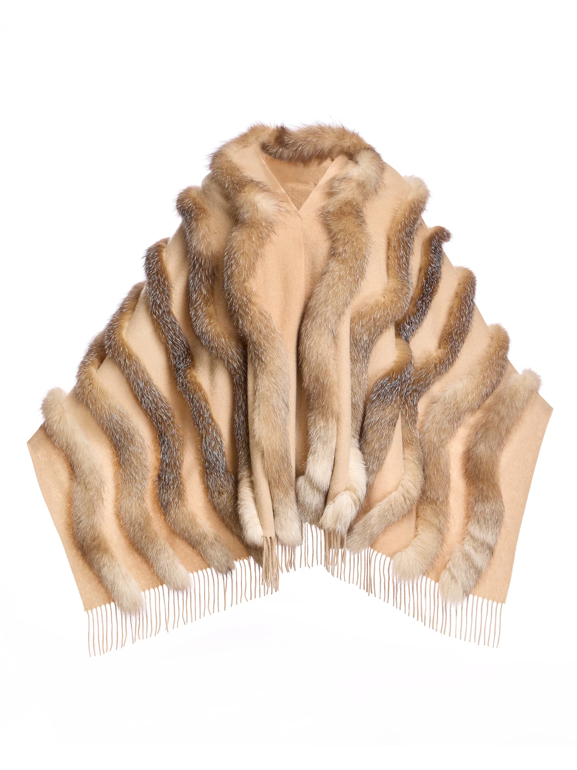 Julia & Stella Cashmere Stole With Fox Inserts