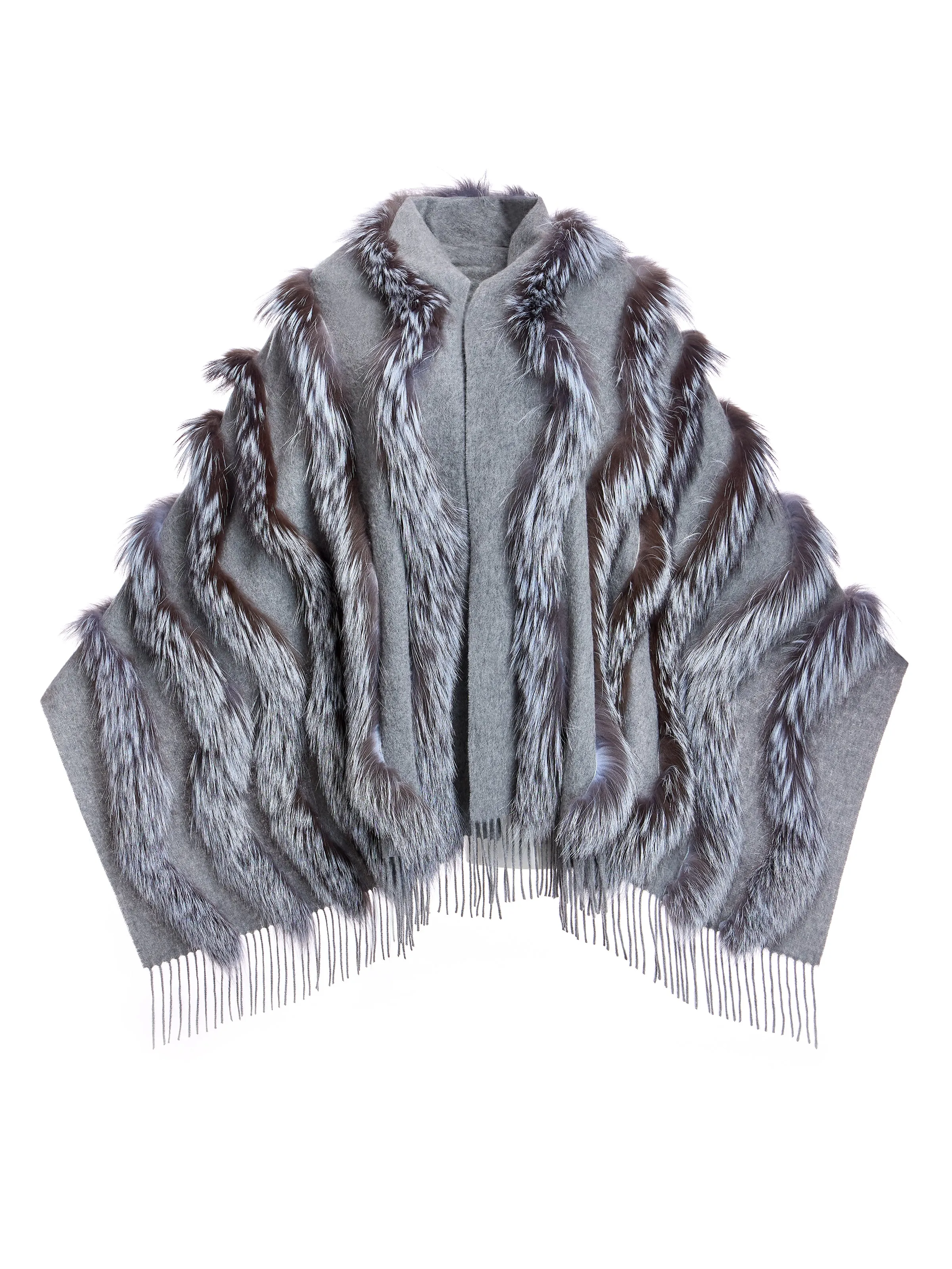 Julia & Stella Cashmere Stole With Fox Inserts