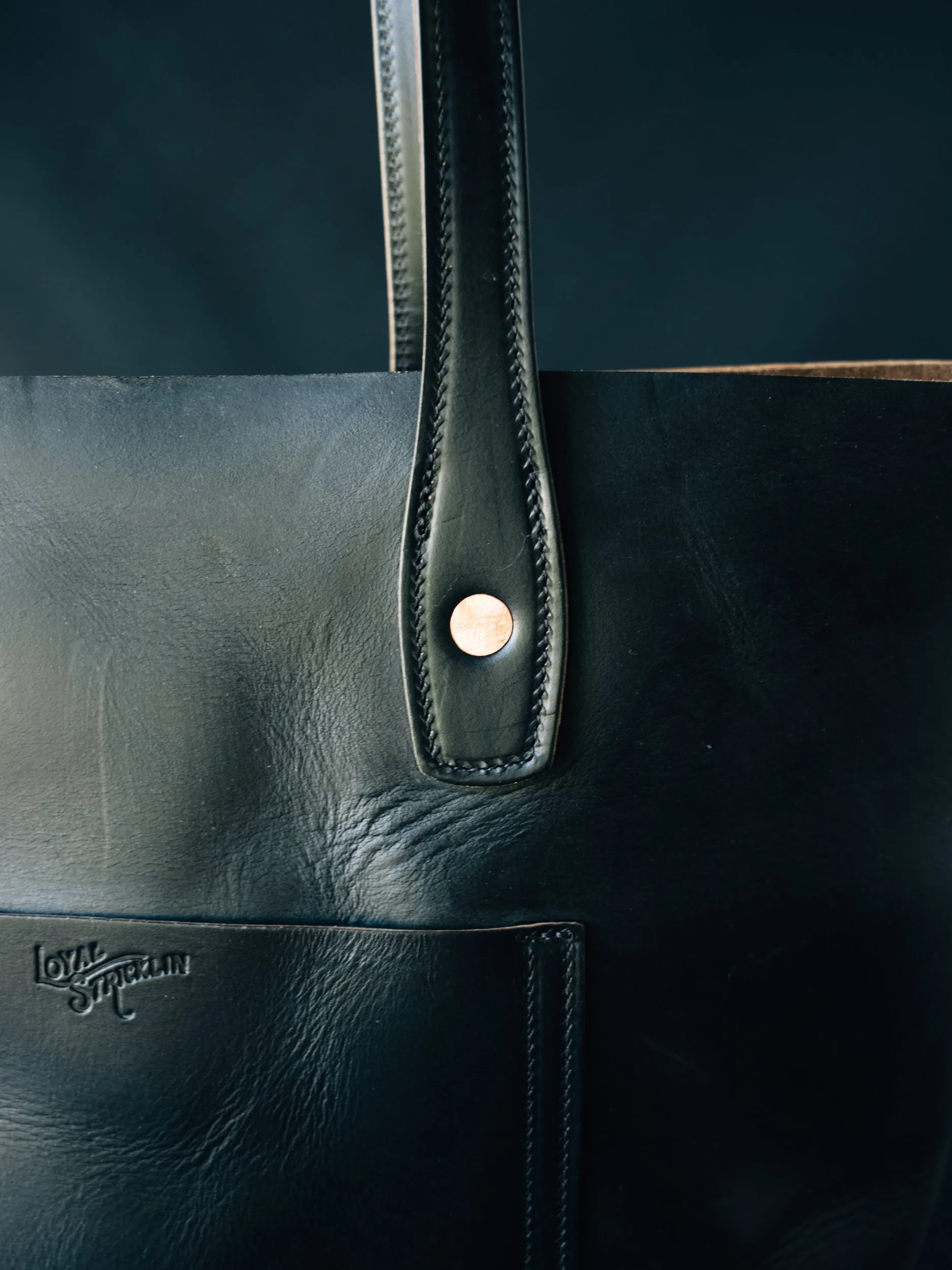 Julia Tote - Heavy Duty 6oz Horween Black Chromexcel - Sample