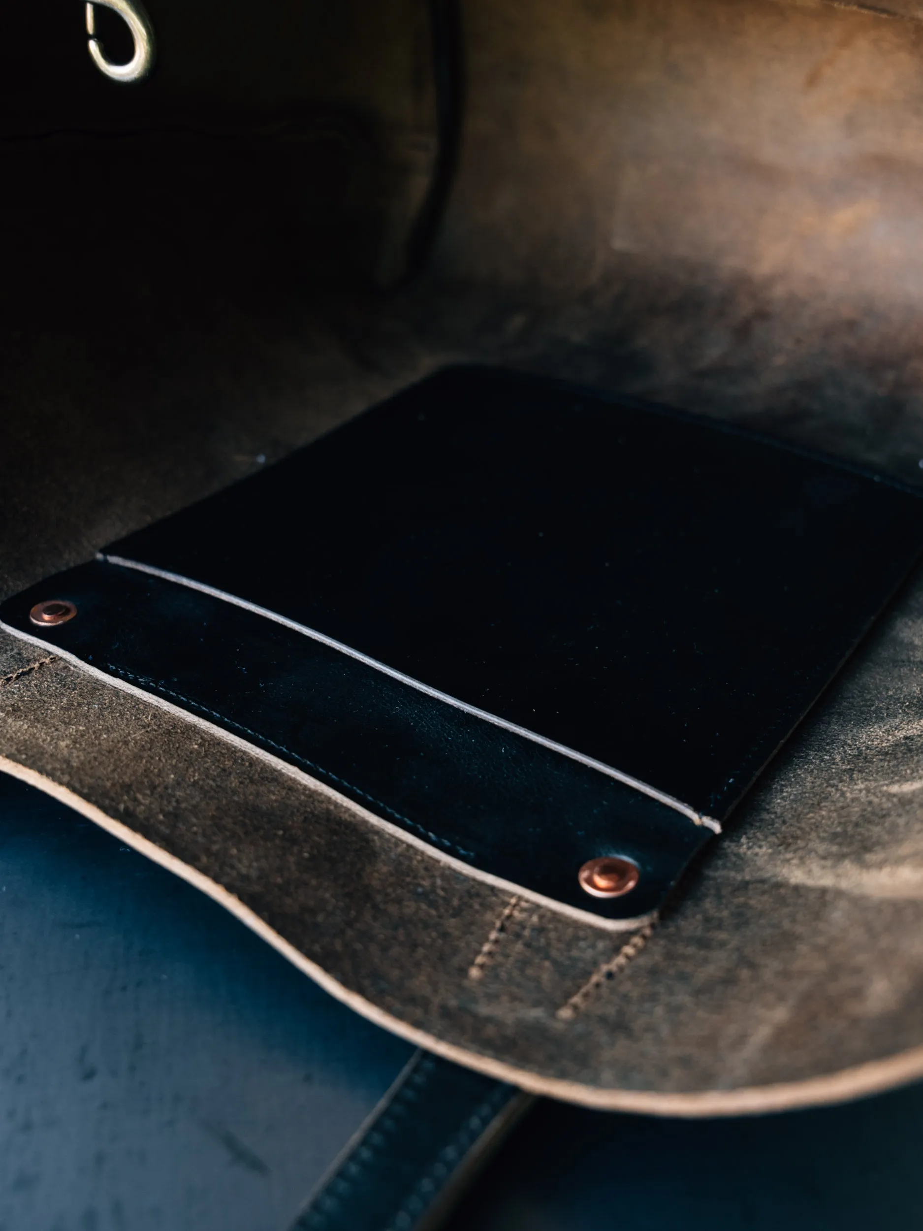 Julia Tote - Heavy Duty 6oz Horween Black Chromexcel - Sample