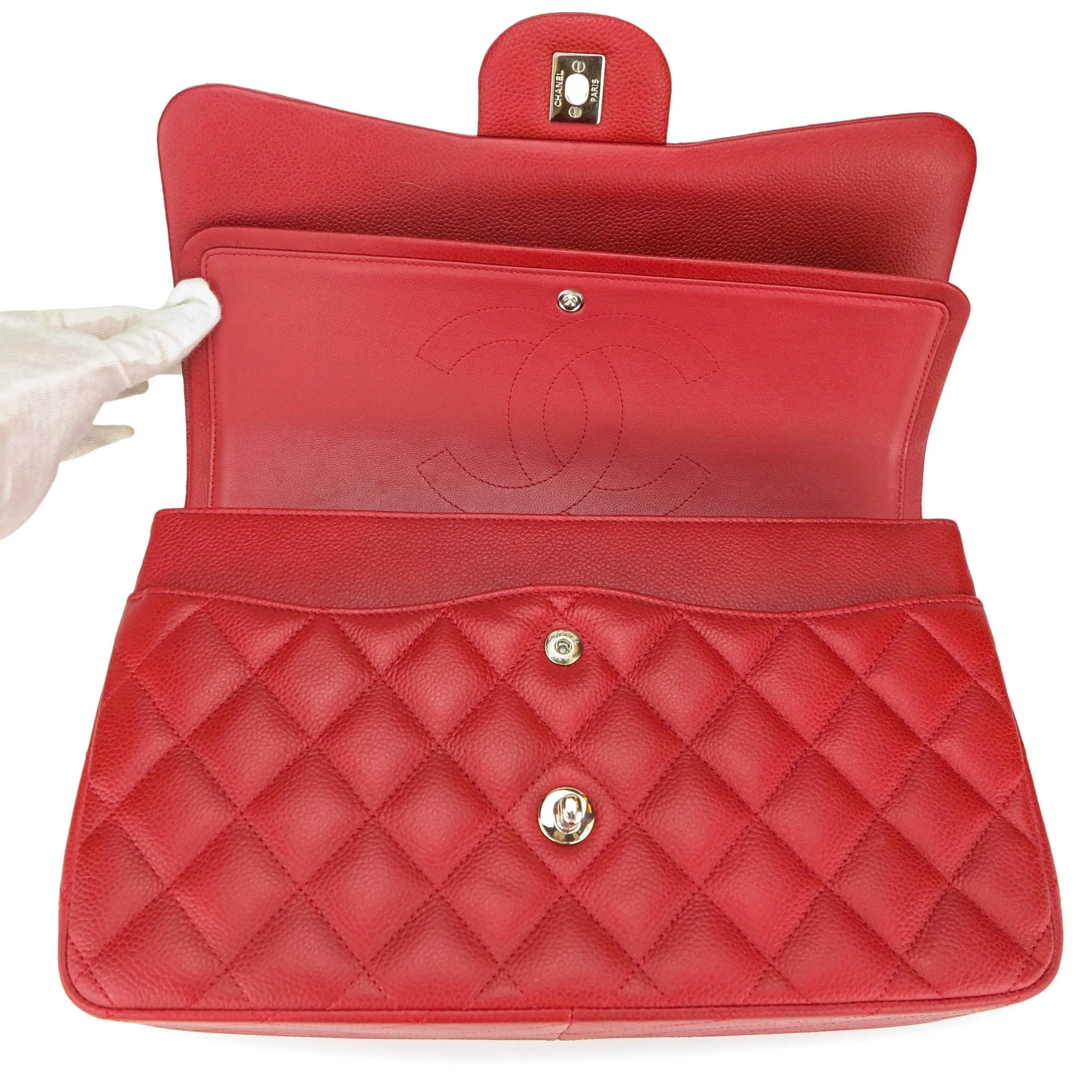 Jumbo Classic Double Flap Bag in 11C Lipstick Red Caviar