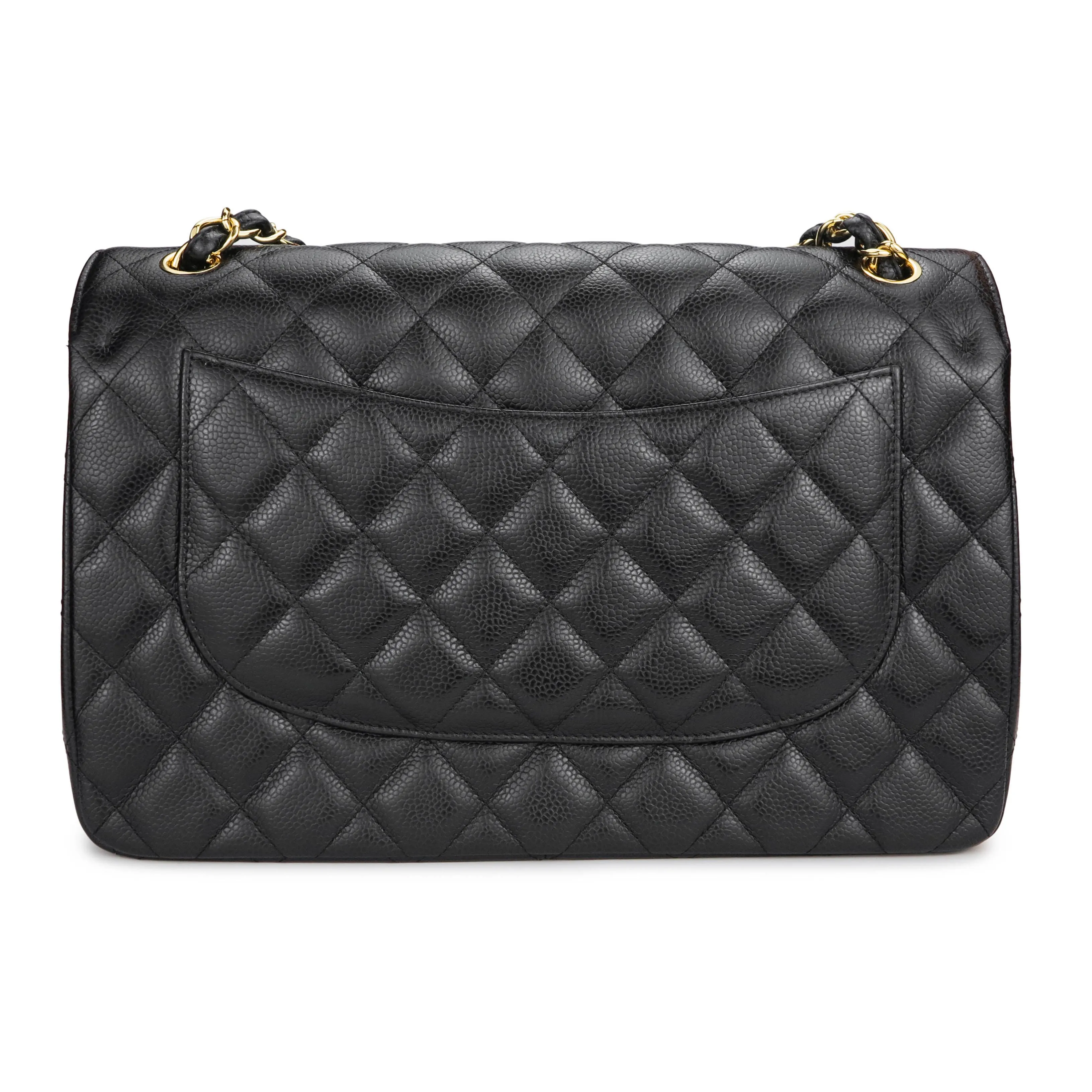 Jumbo Classic Double Flap Bag in Black Caviar GHW