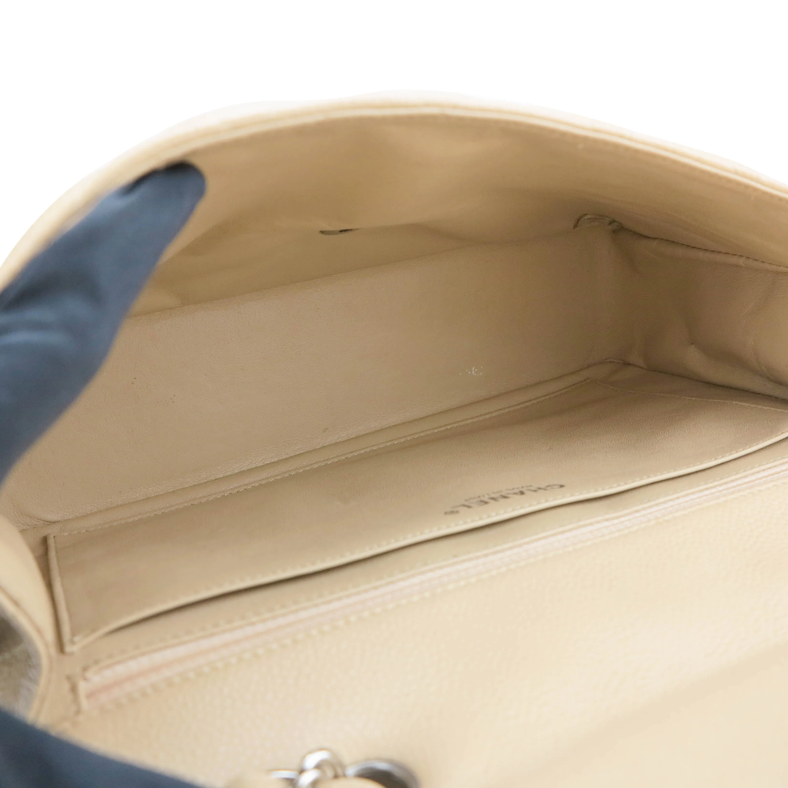 Jumbo Classic Single Flap Bag in Beige Clair Caviar SHW
