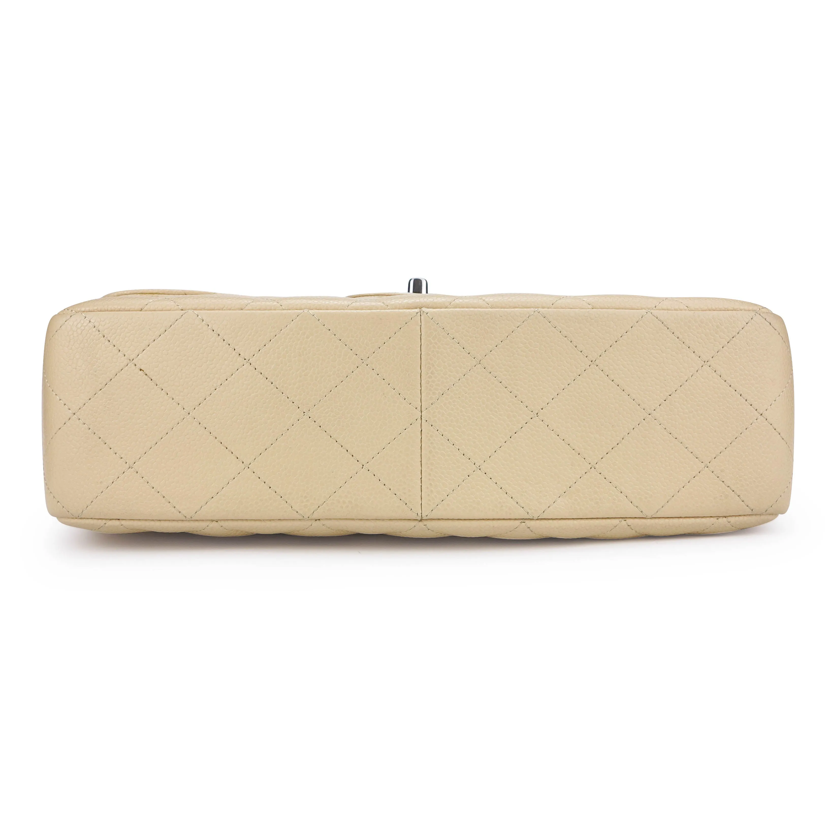 Jumbo Classic Single Flap Bag in Beige Clair Caviar SHW