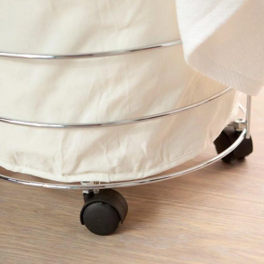 Jumbo Laundry Basket in Chrome Plate w Canvas Bag