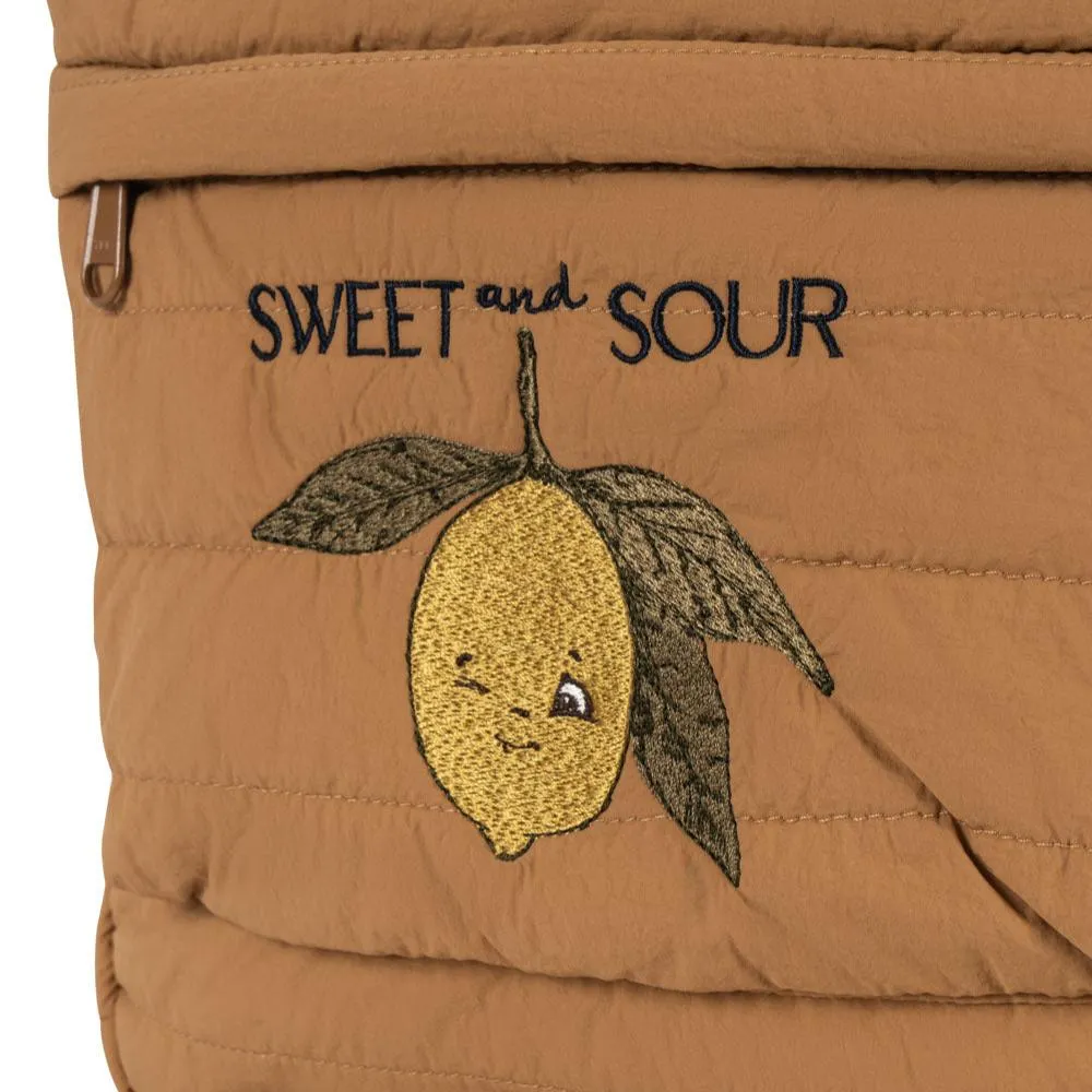 Juno Embroidered Lemon Quilted Backpack (Tobacco)