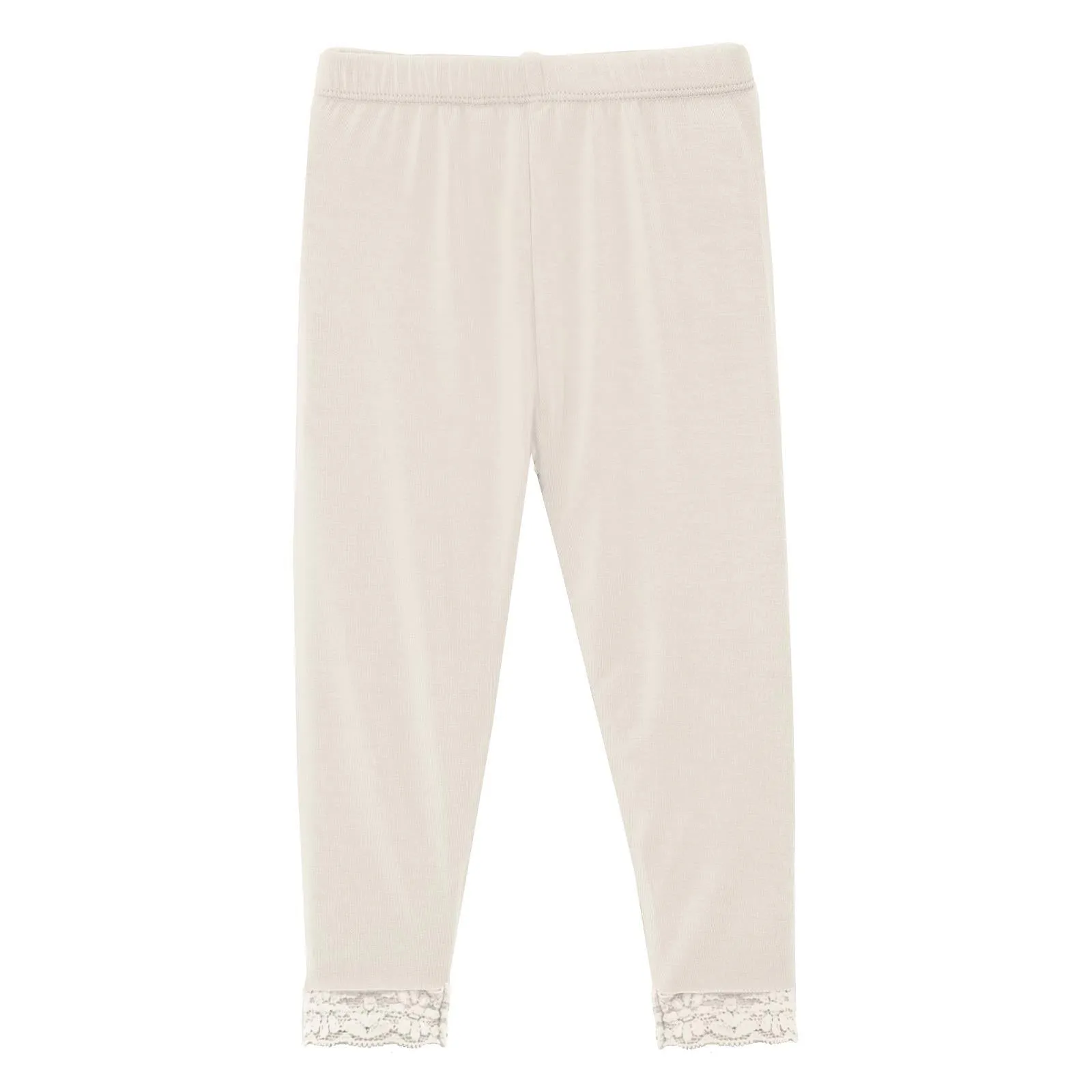 KicKee Pants Lace Trimmed Leggings - Natural