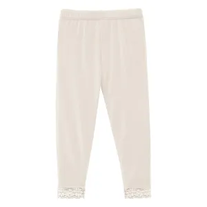 KicKee Pants Lace Trimmed Leggings - Natural