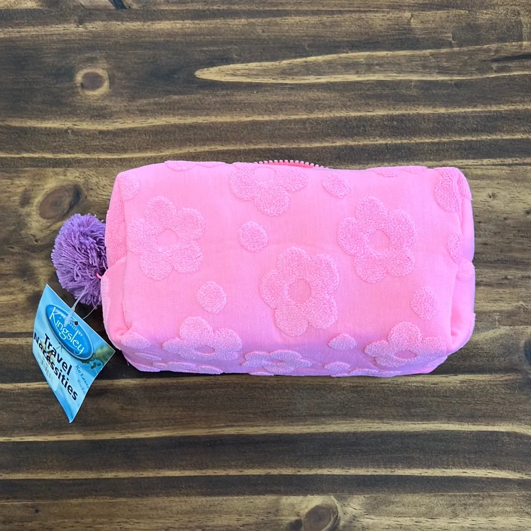 Kingsley Travel Necessities Small Pink Daisies Terry Cloth Travel Bag