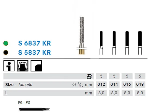 Komet® S6837KR S-Diamond® Modified Parallel Shoulder Bur