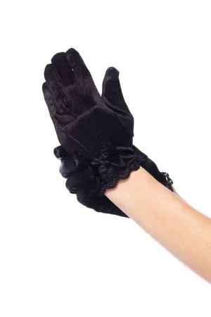 Lace Trimmed Gloves with Bow