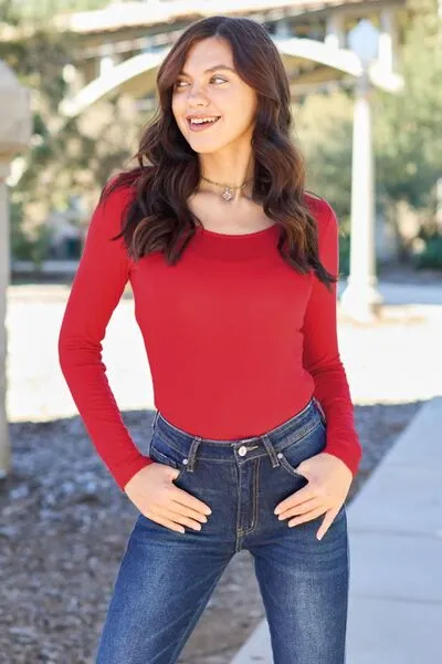 Laura Basic Bae Full Size Round Neck Long Sleeve Bodysuit