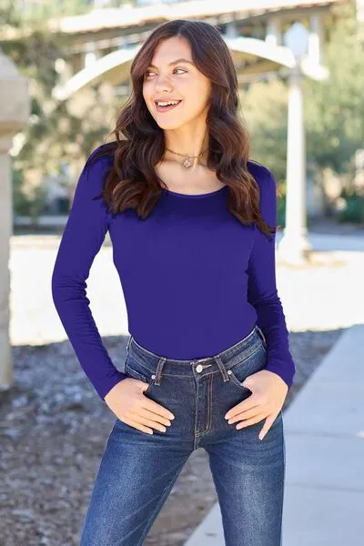 Laura Basic Bae Full Size Round Neck Long Sleeve Bodysuit