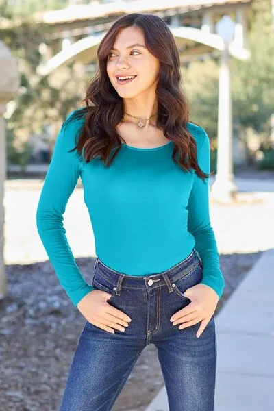 Laura Basic Bae Full Size Round Neck Long Sleeve Bodysuit