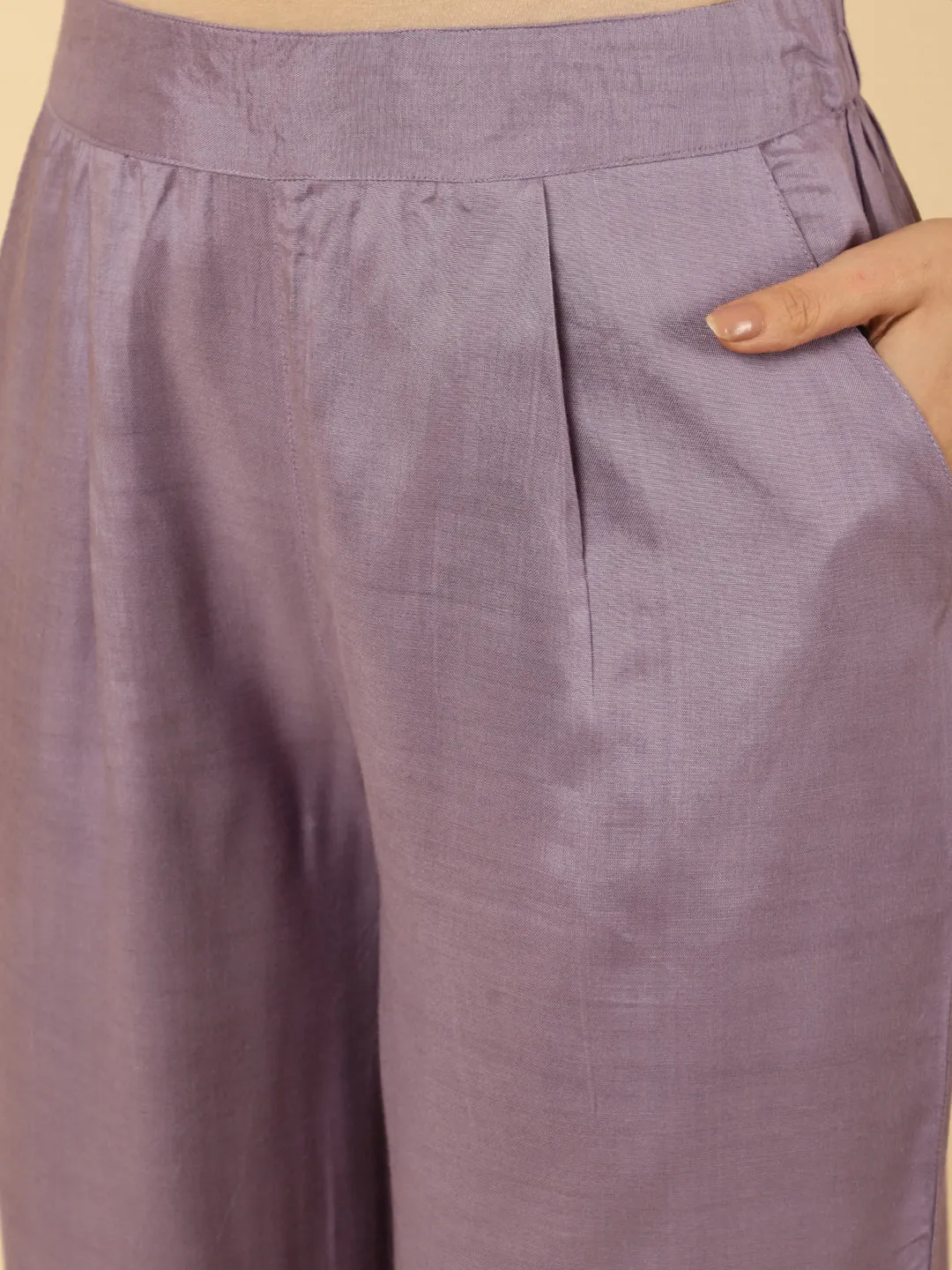 Lavender Mirror Embroidered Festive Kurta Set