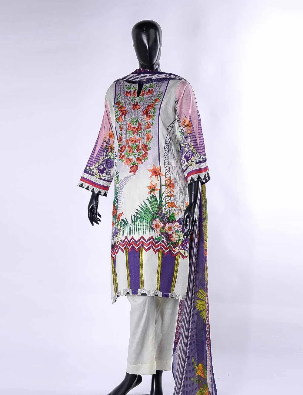 LC-5B - Drizzling Daisy  |  Unstitched Printed & Embroidered Cambric Dress