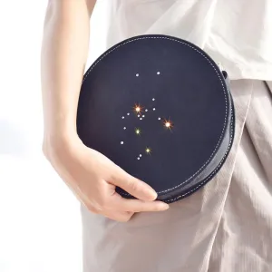 LEATHER Circle Bag PERSONALIZED Constellation Chain SHOULDER BAG HANDMADE