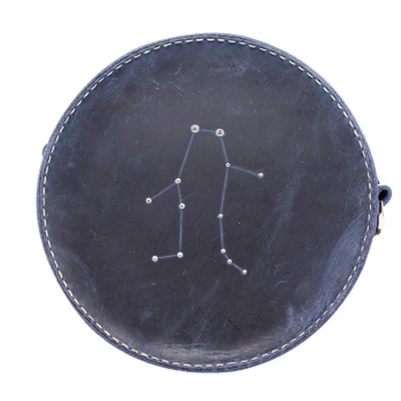 LEATHER Circle Bag PERSONALIZED Constellation Chain SHOULDER BAG HANDMADE