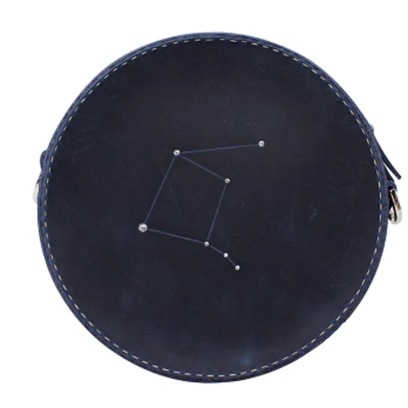 LEATHER Circle Bag PERSONALIZED Constellation Chain SHOULDER BAG HANDMADE