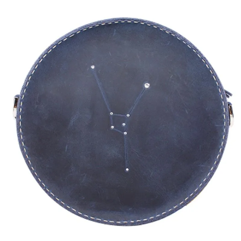 LEATHER Circle Bag PERSONALIZED Constellation Chain SHOULDER BAG HANDMADE
