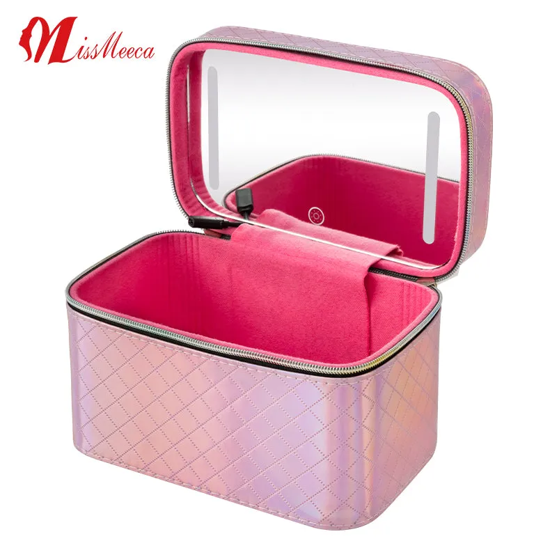 Led Cosmetic Case With Mirrors Sets Professional Lighted Makeup Bag Mirror