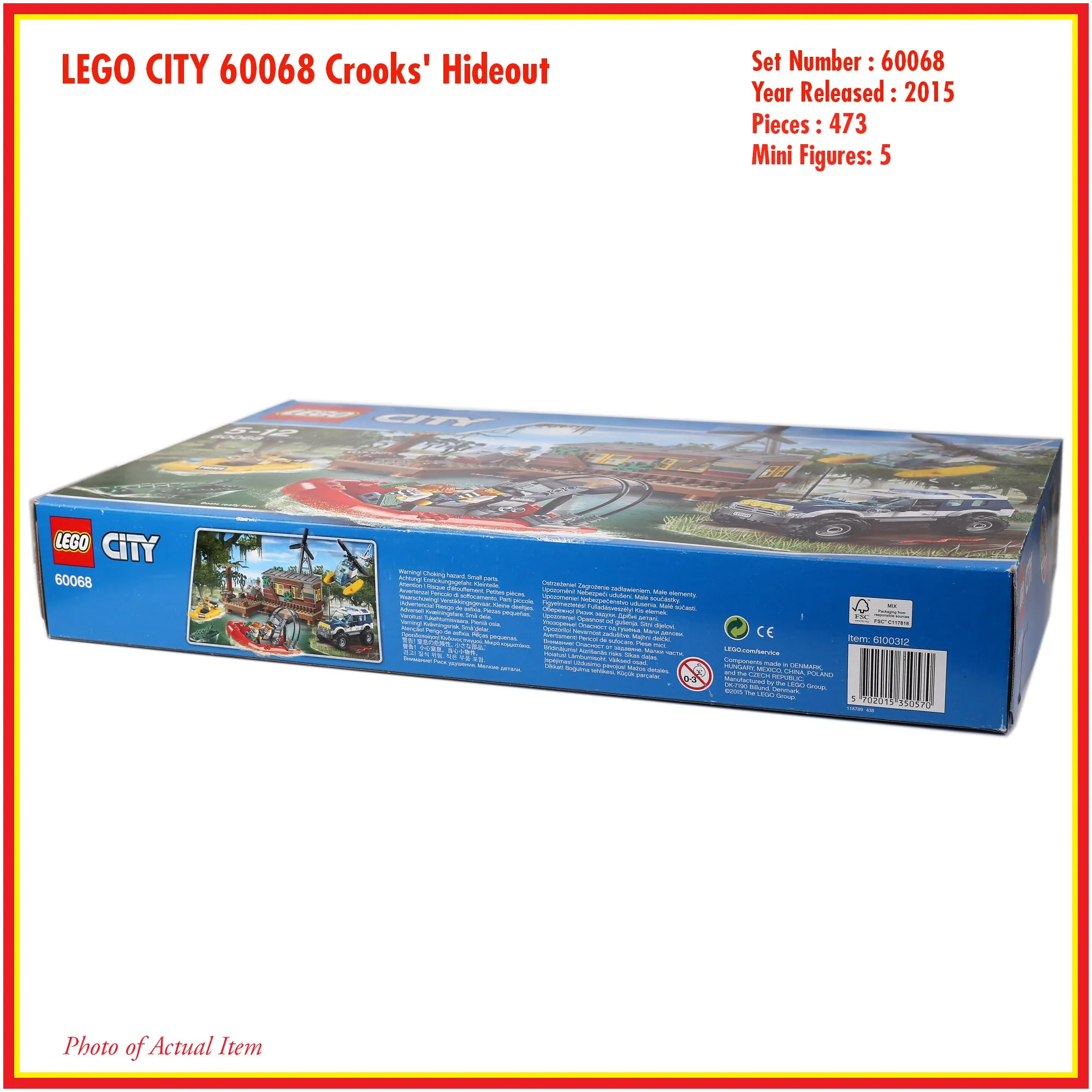 LEGO City 60068 Crooks' Hideout Sealed Unopened Vintage 2015 Collectable