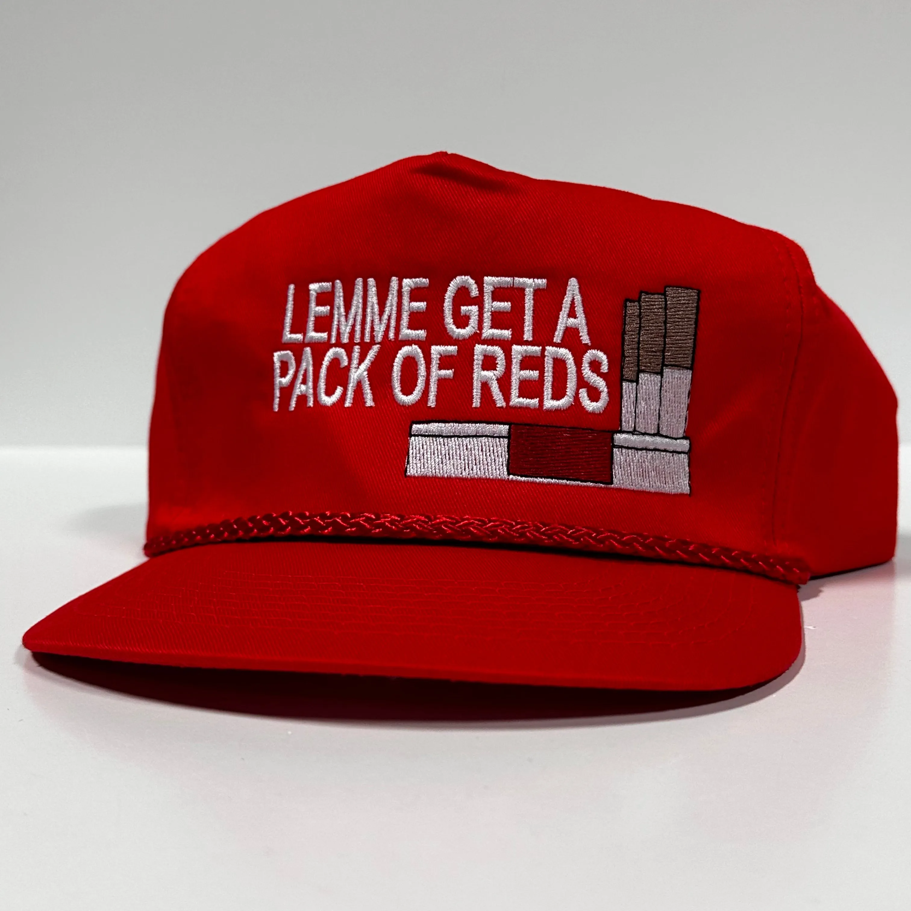 LEMME GET A PACK OF REDS Vintage Red Rope SnapBack Cap Hat Funny Custom Embroidered