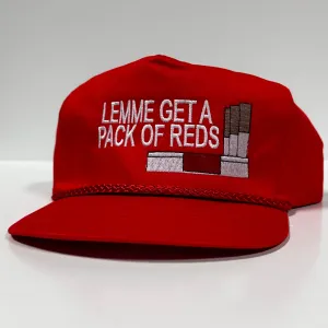 LEMME GET A PACK OF REDS Vintage Red Rope SnapBack Cap Hat Funny Custom Embroidered