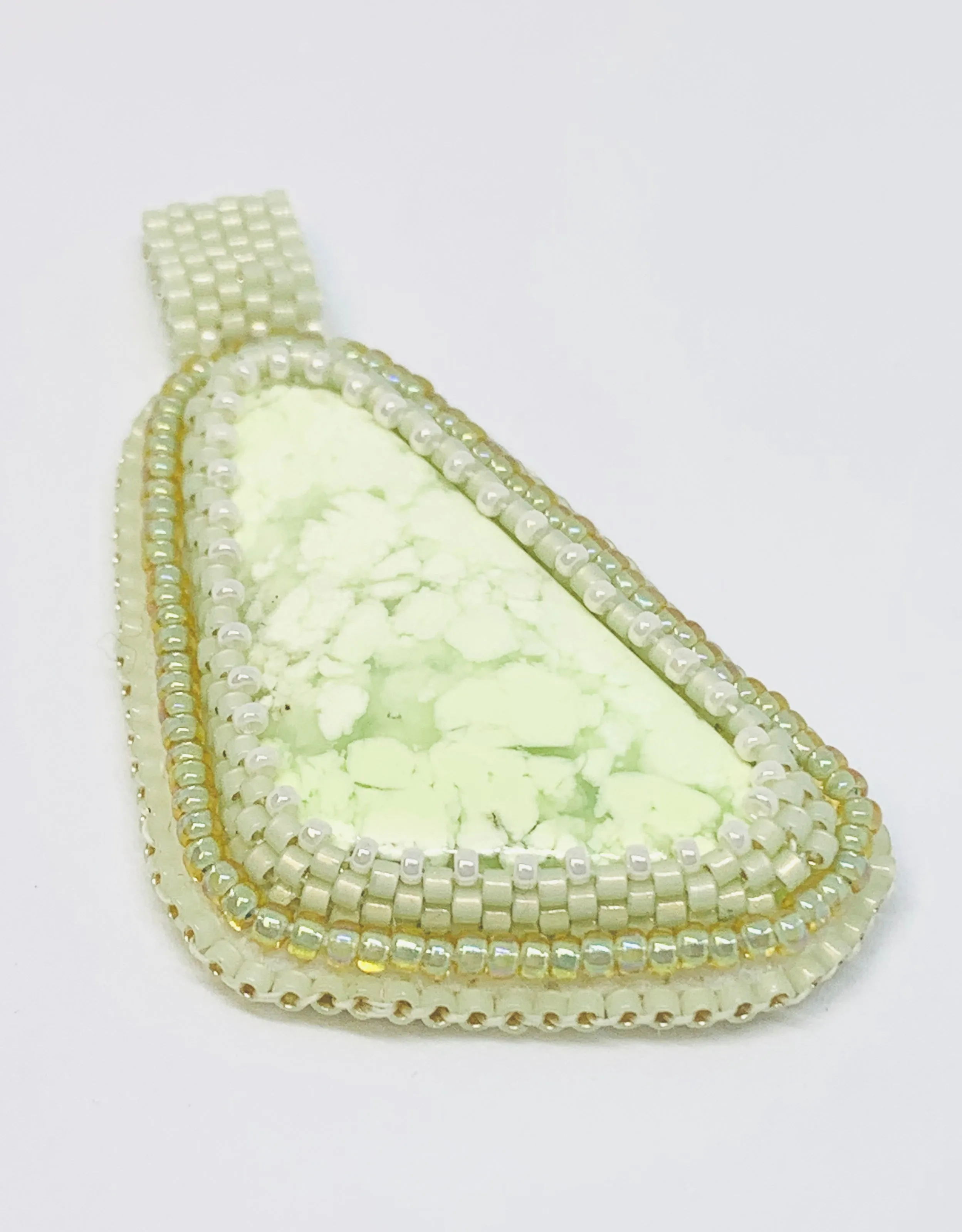Lemon Chrysophase Bead Embroidered Pendant
