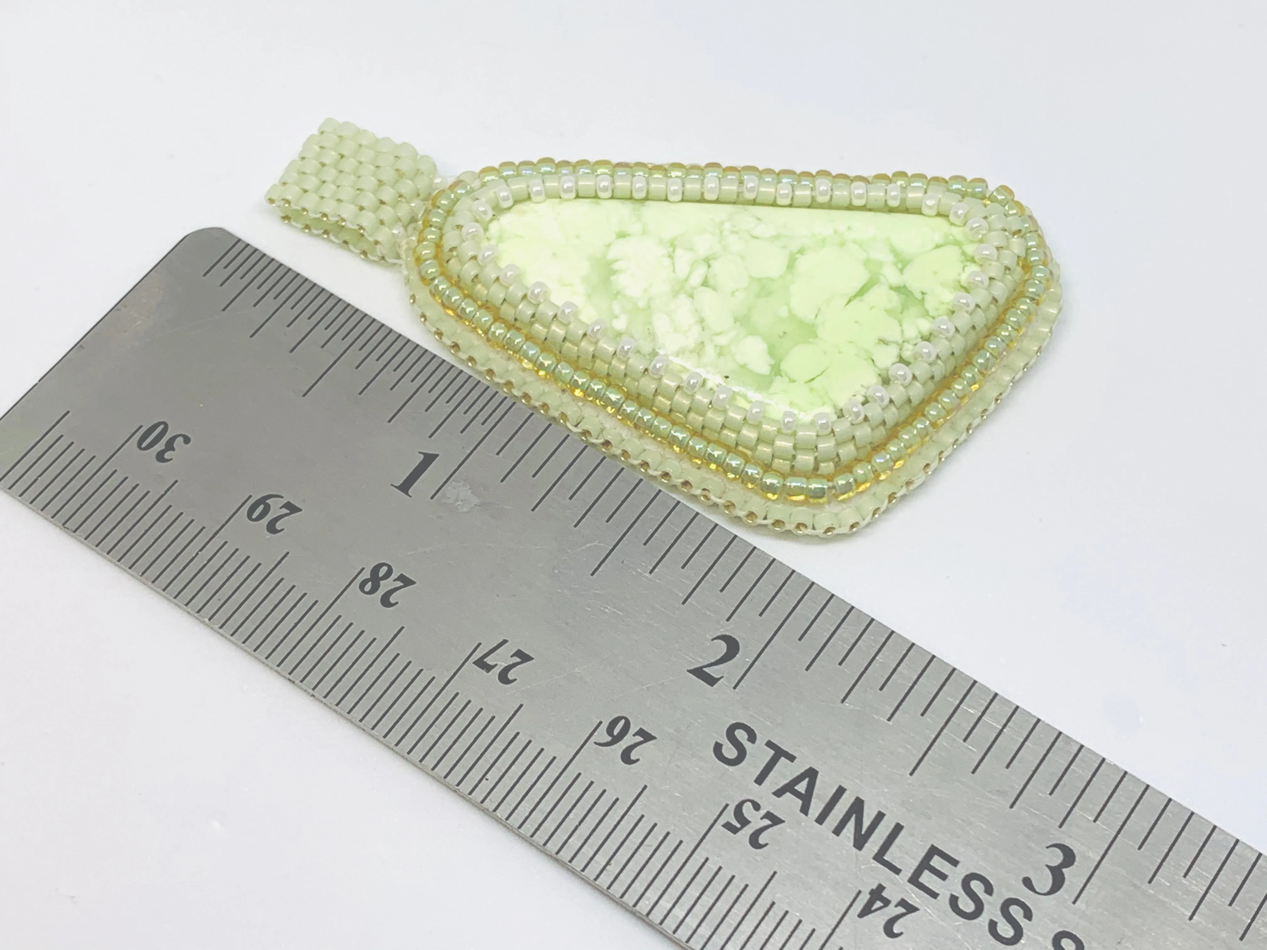 Lemon Chrysophase Bead Embroidered Pendant