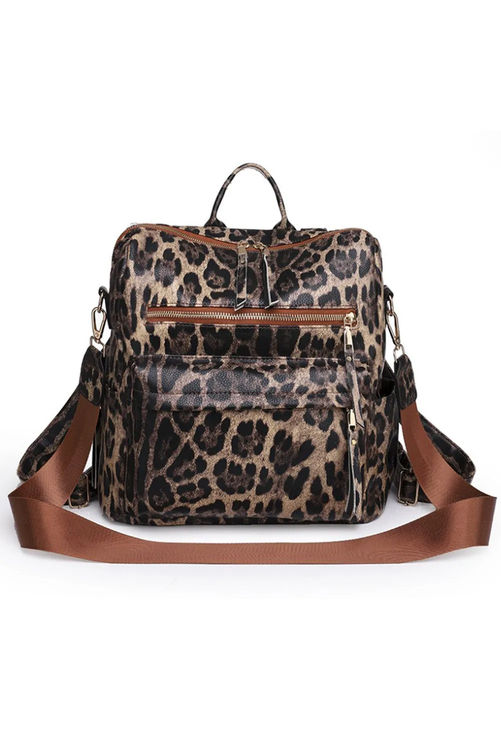 Leopard Convertible PU Backpack