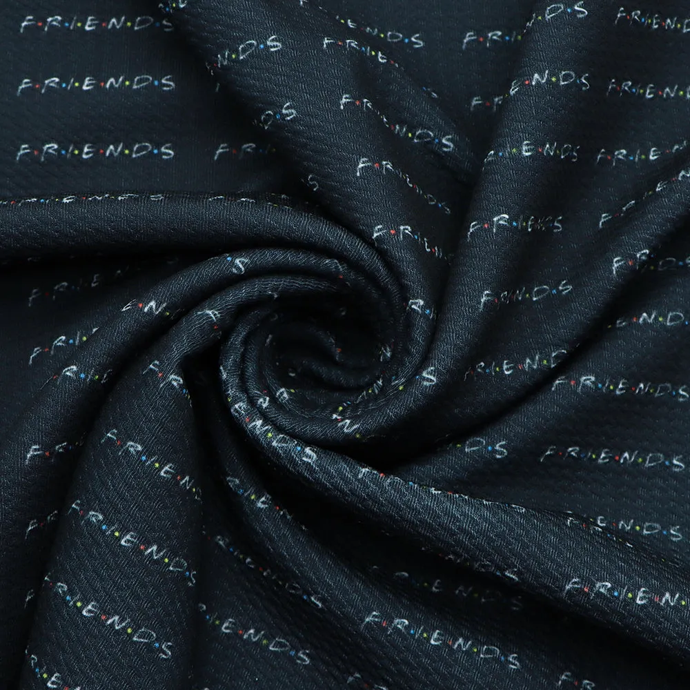letters alphabet black series printed fabric